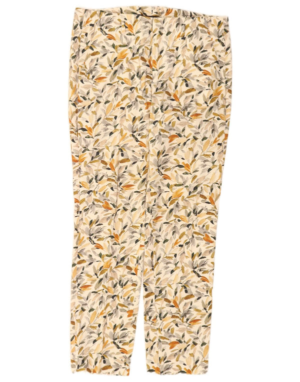 Zara Calça Chino Feminina Reta UE 38 Pequeno W28 L27 Algodão Floral Bege