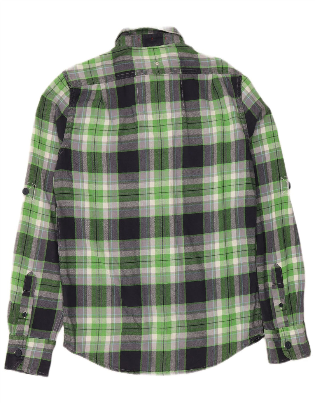 Camisa masculina de flanela SUPERDRY pequeno algodão xadrez verde
