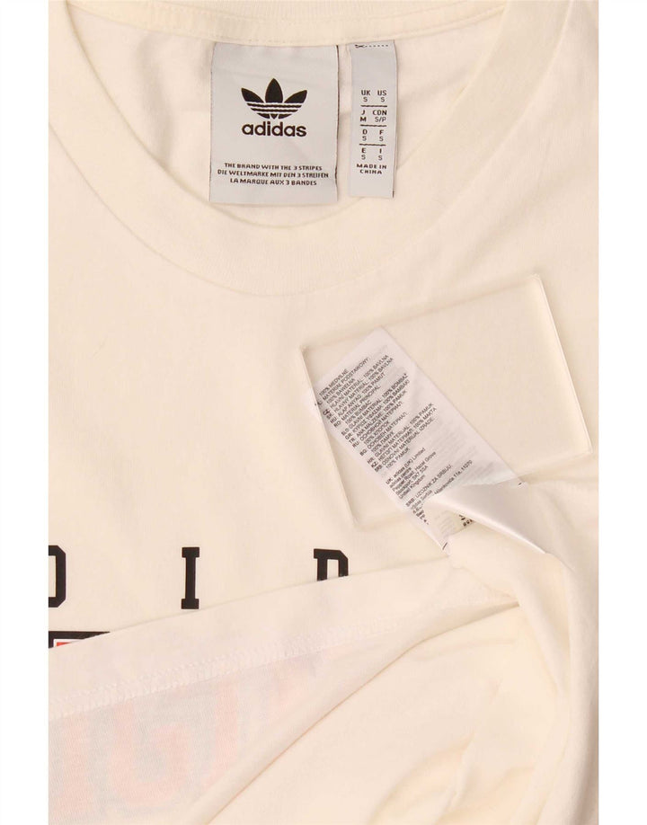 Adidas Mens Graphic T-Shirt Top Pequeno Algodão Branco
