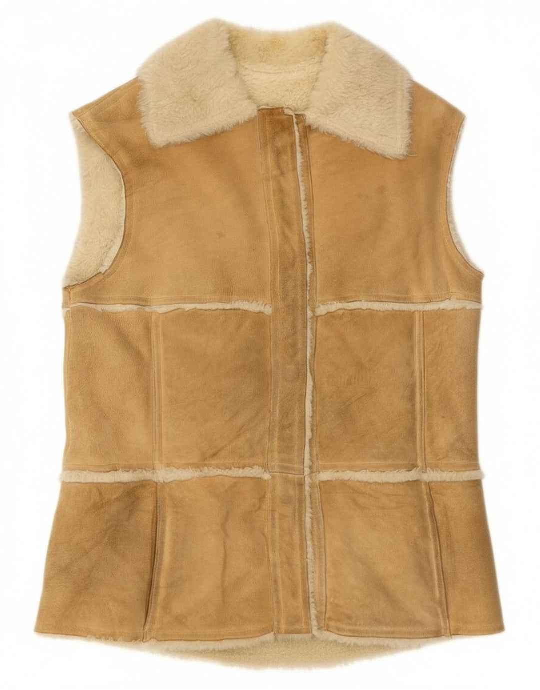 Colete feminino vintage shearling IT 44 bege médio