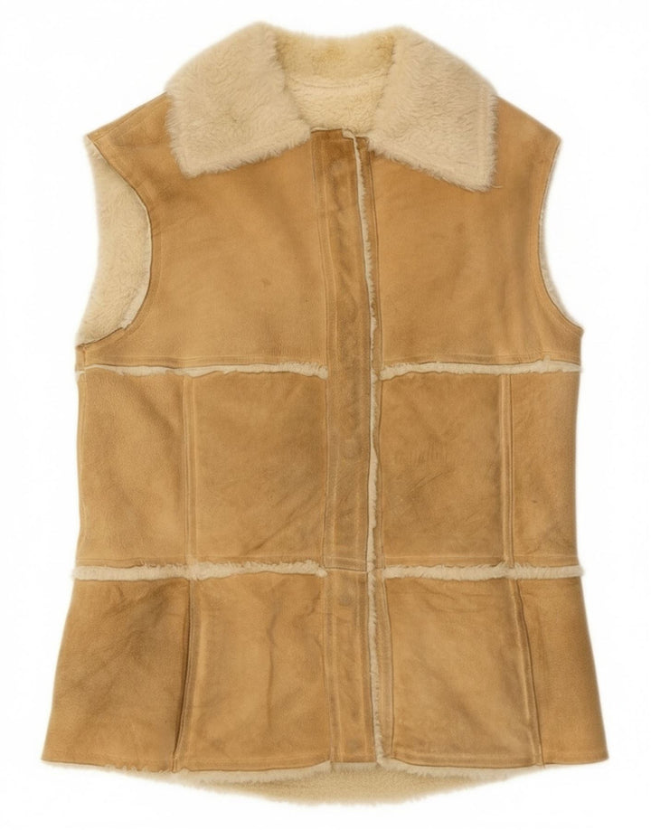 Colete feminino vintage shearling IT 44 bege médio