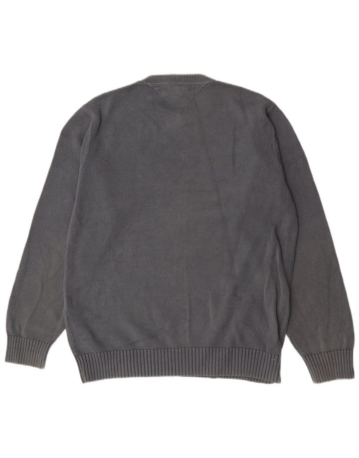 Suéter masculino Tommy Hilfiger Regular Fit com gola redonda e algodão cinza médio