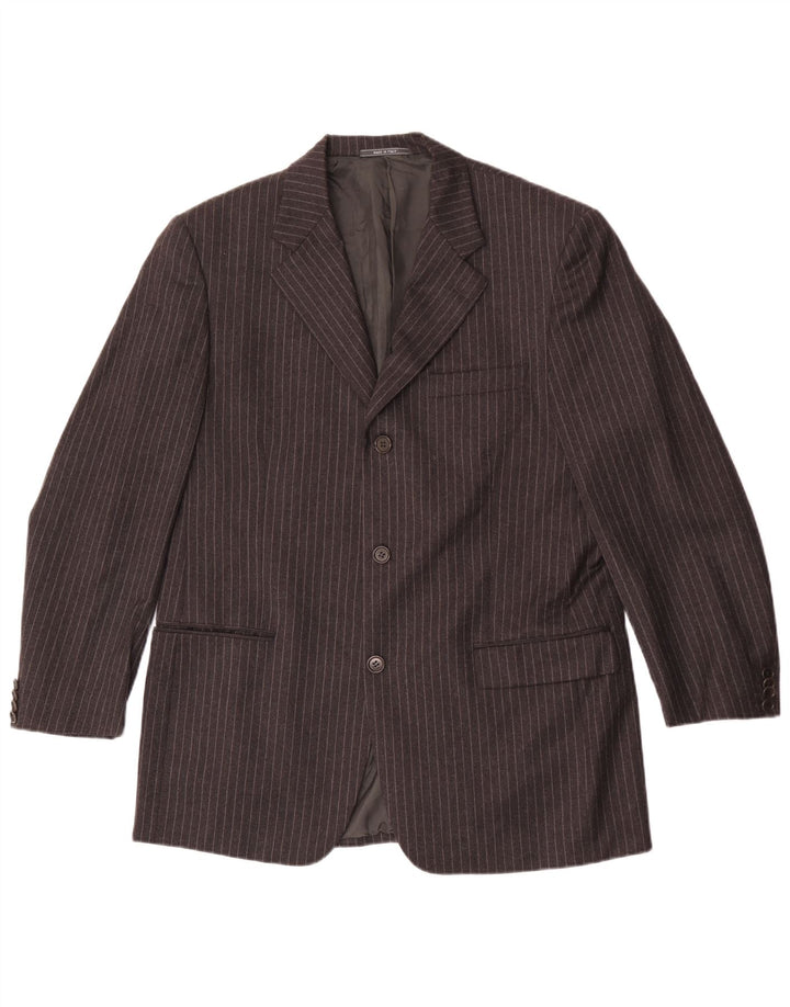Jaqueta Blazer Masculina Cerruti 1881 com 3 Botões IT 52 XL Lã Listrada Cinza