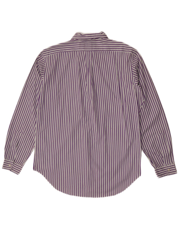 Camisa masculina Ralph Lauren Classic Fit tamanho 16 grande algodão listrado roxo