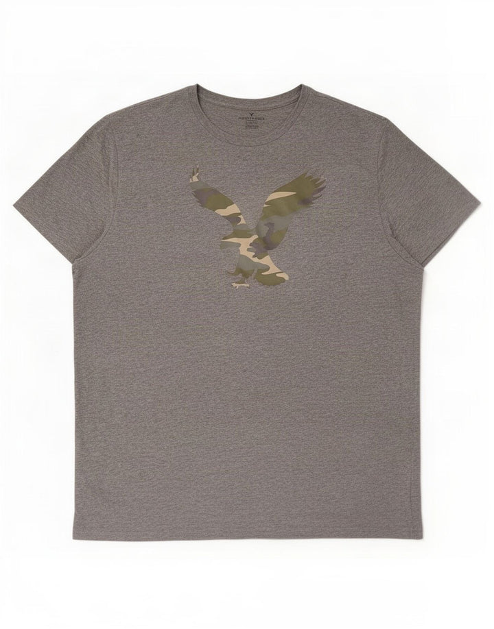 Camiseta gráfica masculina American Eagle Top 2XL algodão cinza