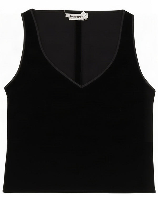 Piero Moretti Blusa feminina cropped sem mangas de veludo Top IT 40 preto pequeno