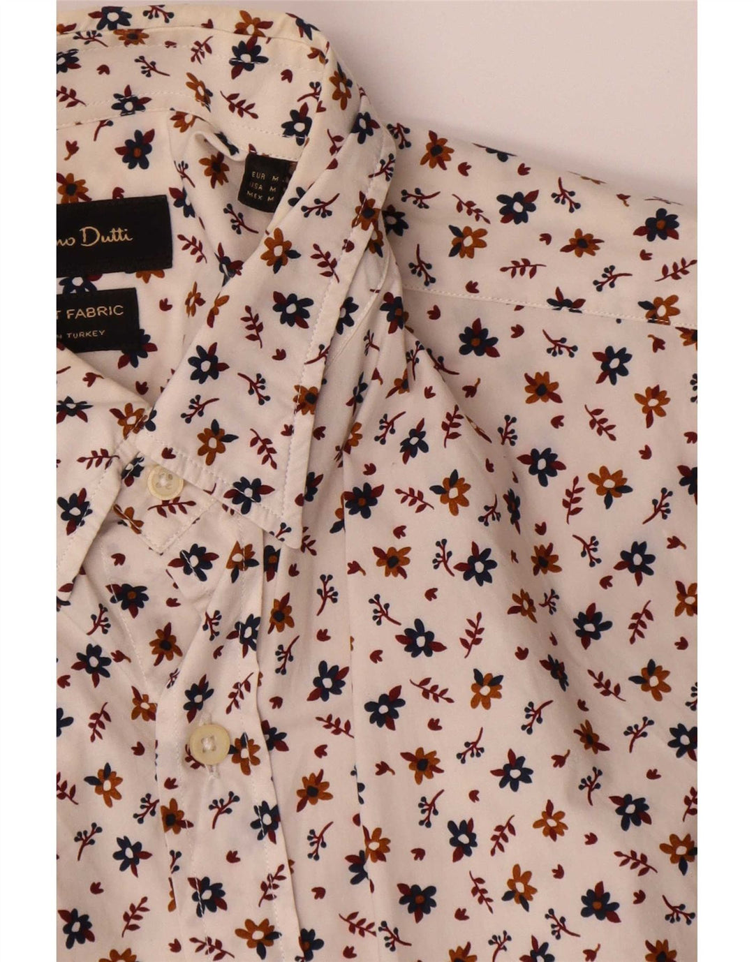 Camisa masculina Massimo Dutti de algodão floral branco médio