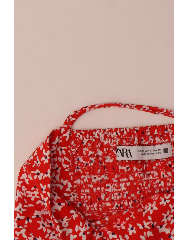 Vestido feminino Zara Halter UK 12 médio vermelho floral
