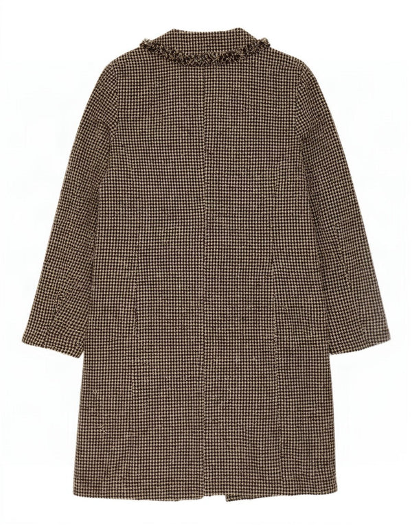 Sobretudo feminino Quin And Donnelly UK 18 XL marrom Houndstooth acrílico