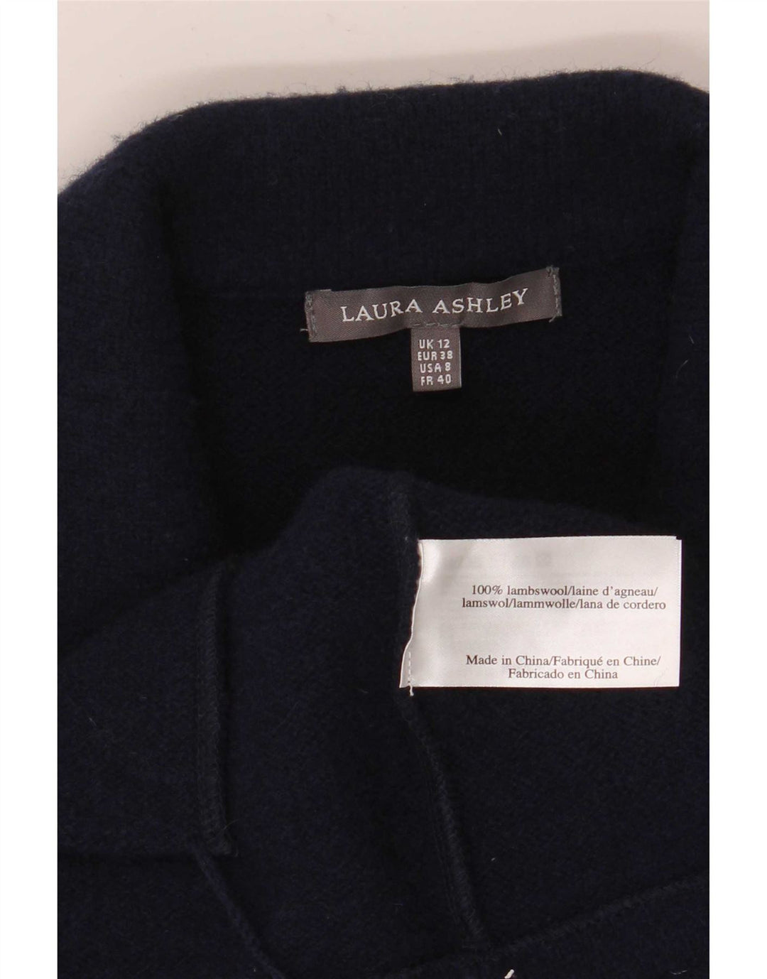 Laura Ashley Jaqueta blazer feminina de malha com 3 botões Reino Unido 12 médio azul marinho