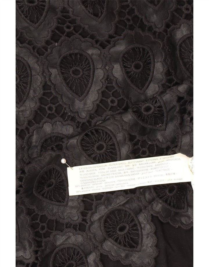Mini saia feminina Zara grande W30 poliéster geométrico preto