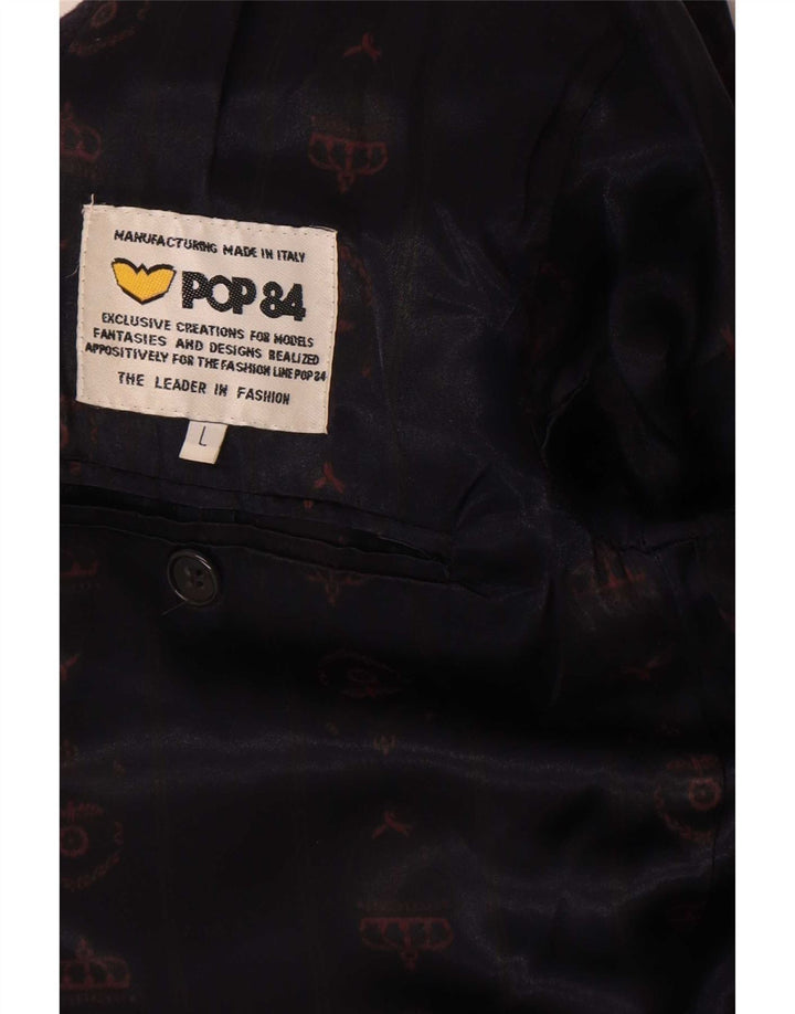 Jaqueta blazer masculina POP 84 com 2 botões UK 40 grande preta