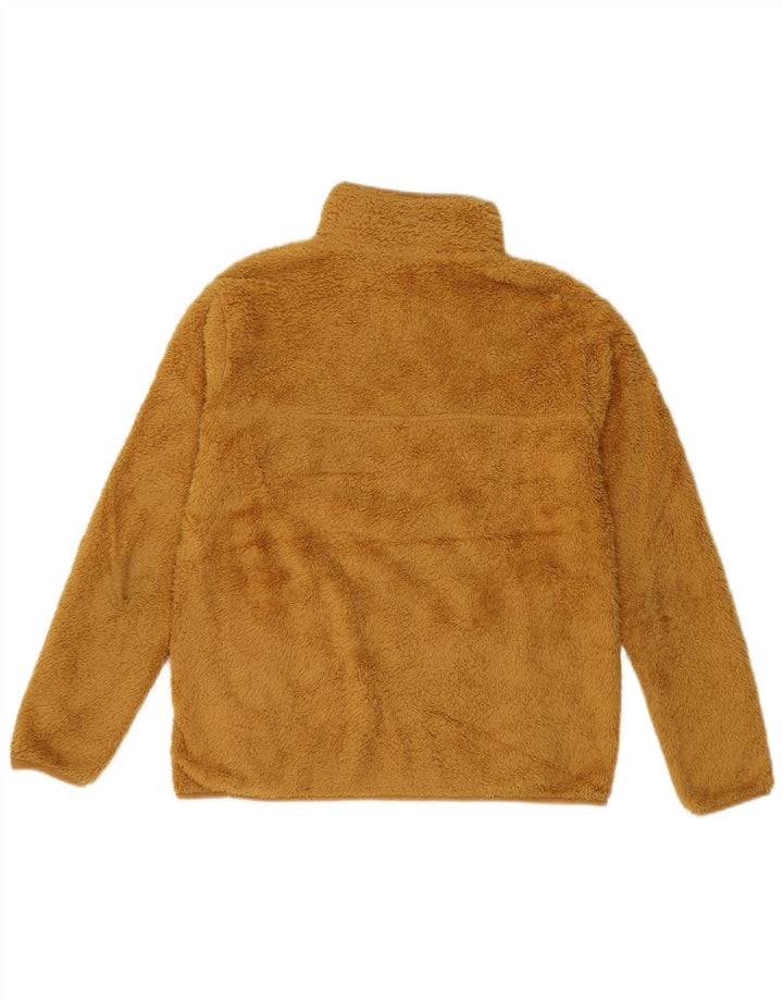Jumper de lã feminino Eddie Bauer com zíper e gola UK 10 poliéster amarelo pequeno