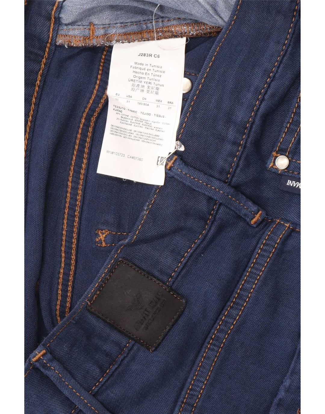 Armani Mens Slim Jeans W31 L30 Azul Algodão