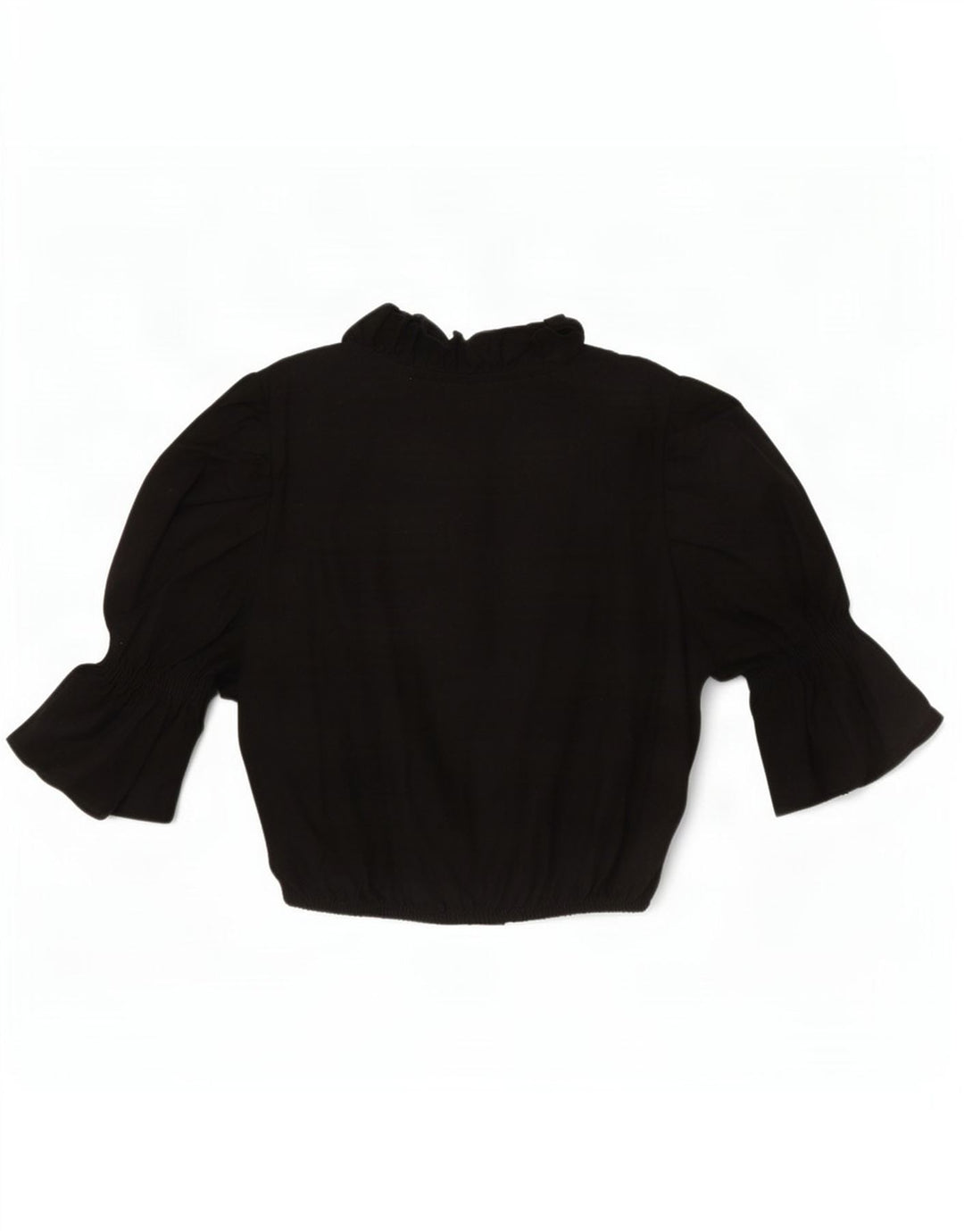Blusa feminina Alpenmarchen com babados na frente e corte frontal UE 40 médio preto