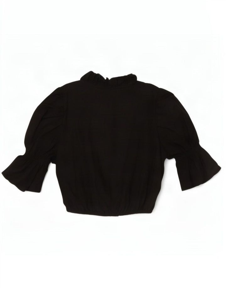 Blusa feminina Alpenmarchen com babados na frente e corte frontal UE 40 médio preto