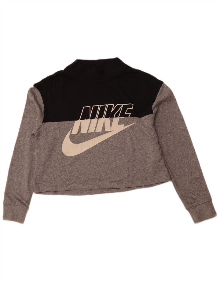 NIKE Meninas Crop Standard Fit Moletom Jumper 13-14 Anos XL Cinza