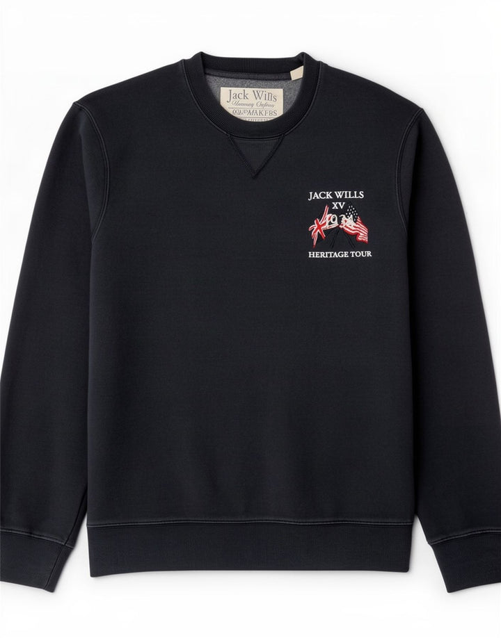 Jack Wills moletom gráfico masculino jumper médio azul marinho algodão