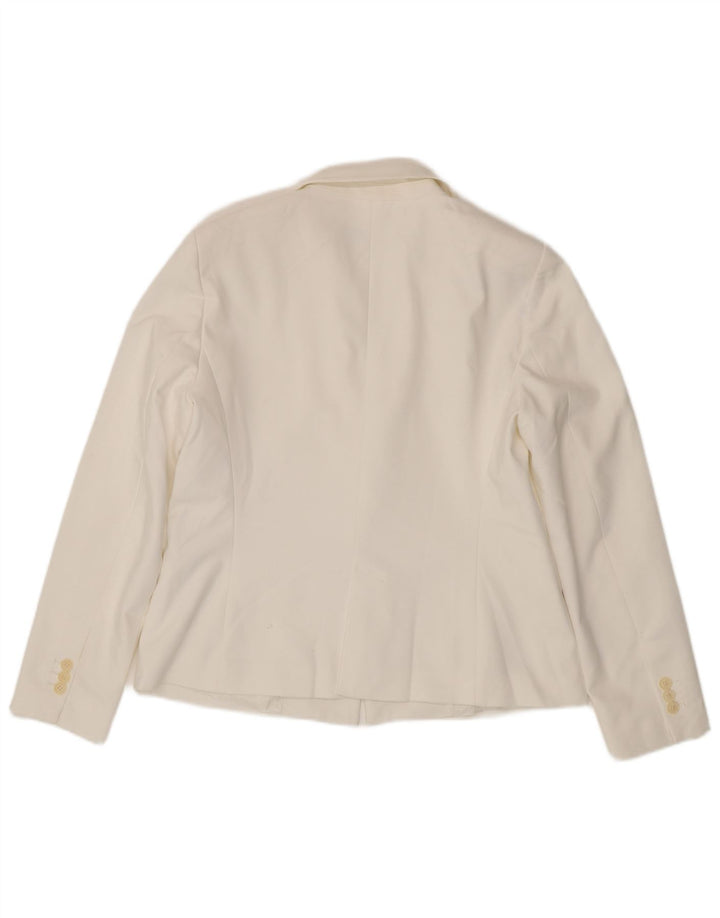 Jaqueta blazer feminina ZARA com 1 botão Reino Unido 18 XL branco poliéster