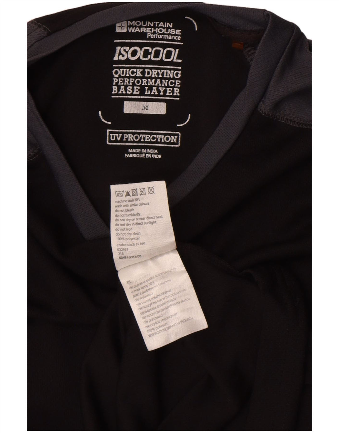 Camiseta masculina IsoCool Mountain Warehouse Top médio preto colorblock