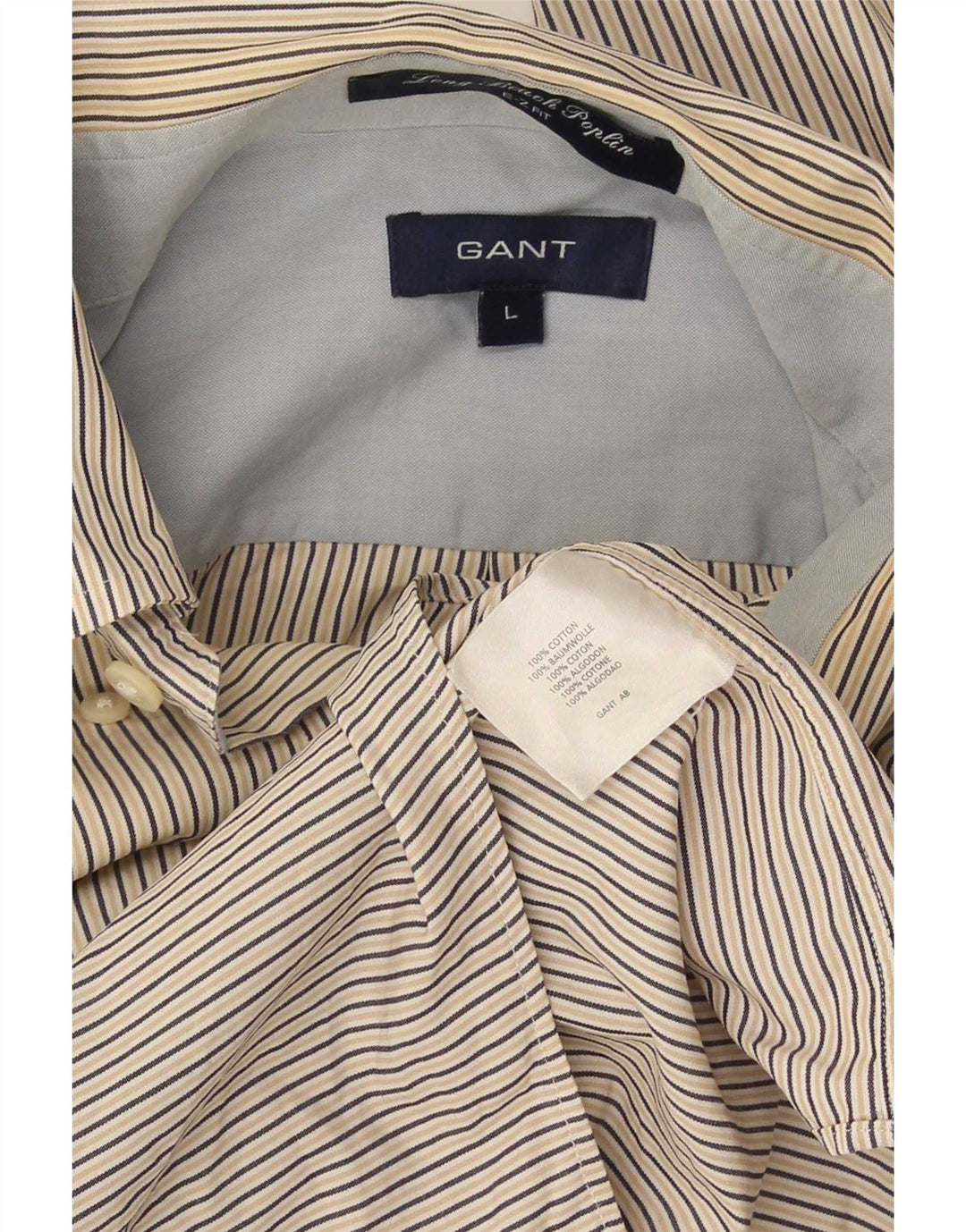 Gant Camisa masculina E-Z Fit grande algodão risca de giz bege