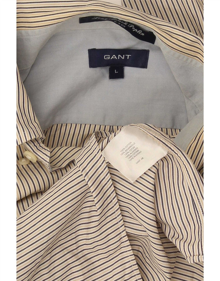 Gant Camisa masculina E-Z Fit grande algodão risca de giz bege