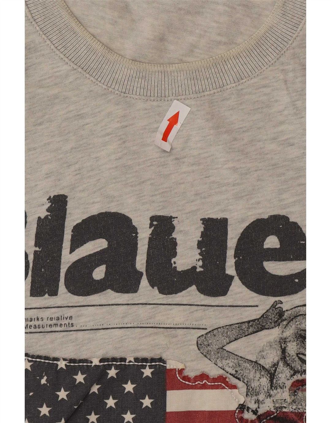 Blauer Camiseta masculina gráfica Top algodão cinza médio
