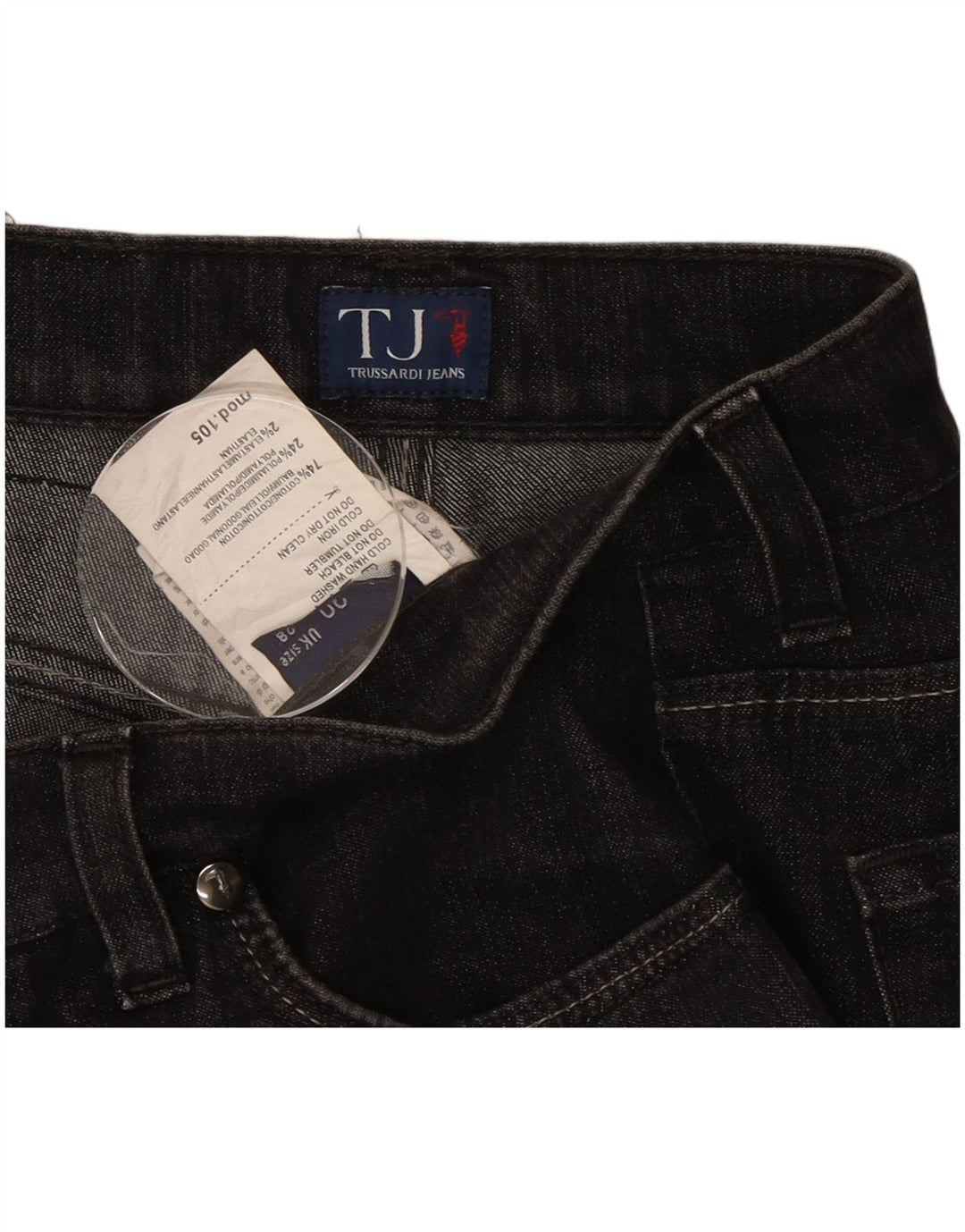 Jeans femininos Trussardi Bootcut W28 L31 algodão preto