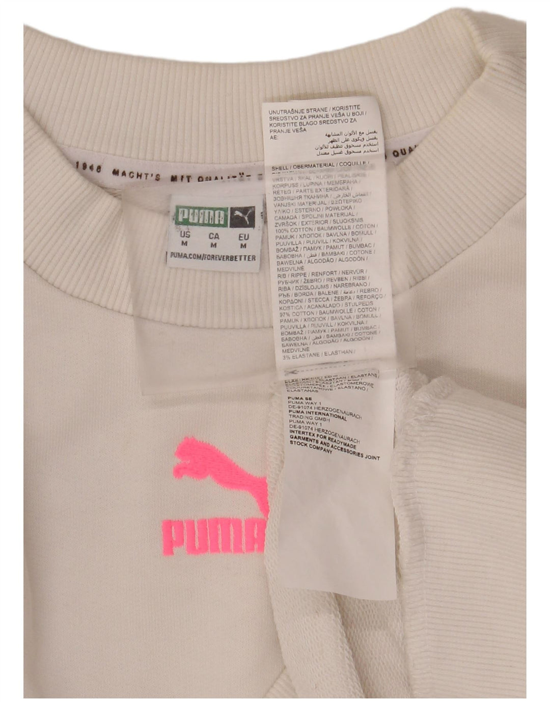 PUMA Womens Crop Oversized Moletom Jumper Reino Unido 14 Médio Algodão Branco