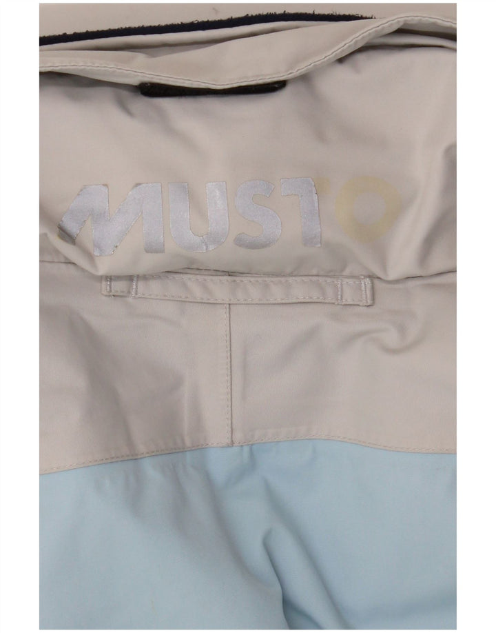 Jaqueta de chuva feminina com capuz grande Musto Reino Unido 10 bloco colorido azul pequeno