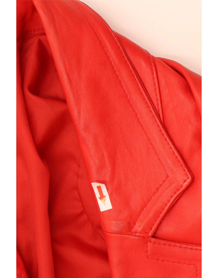 Casaco de couro oversized feminino vintage UK 18 XL vermelho