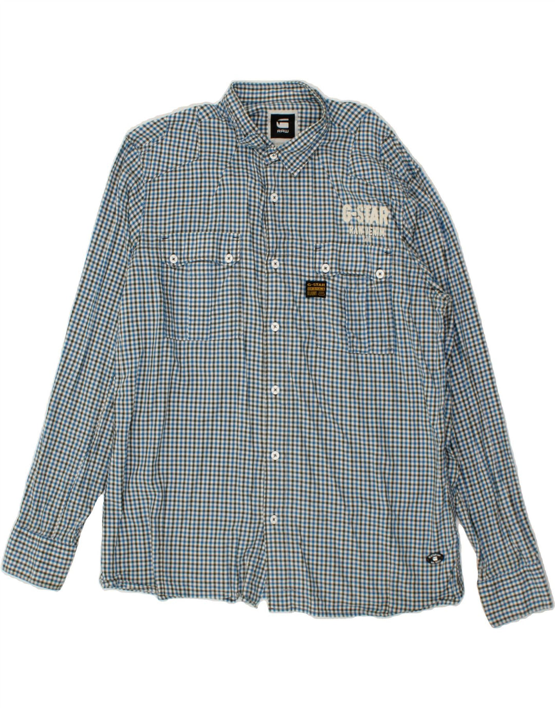 Camisa masculina G-STAR 2XL algodão xadrez azul