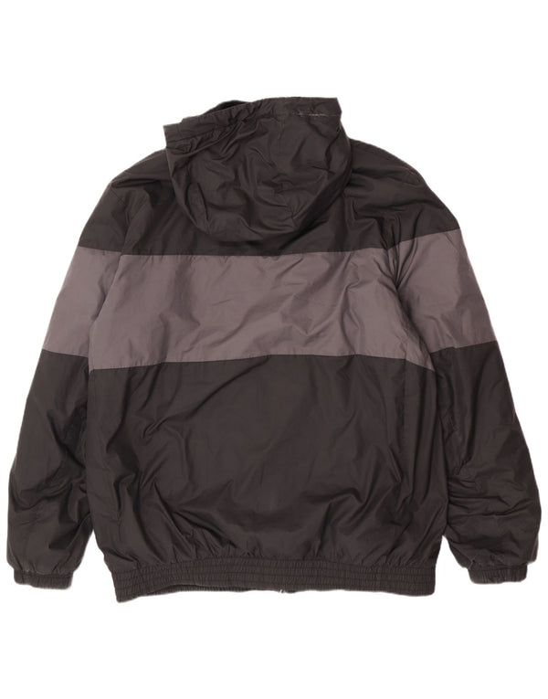 Jaqueta corta-vento masculina Nike com capuz UK 40 grande poliéster preto colorblock