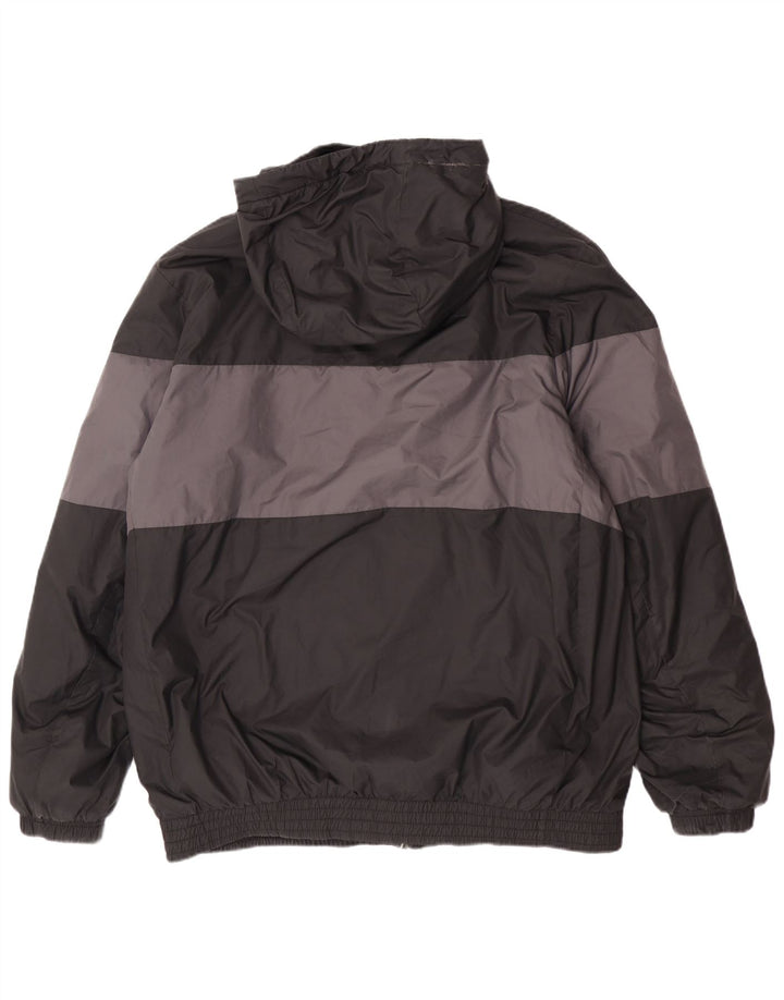 Jaqueta corta-vento masculina Nike com capuz UK 40 grande poliéster preto colorblock