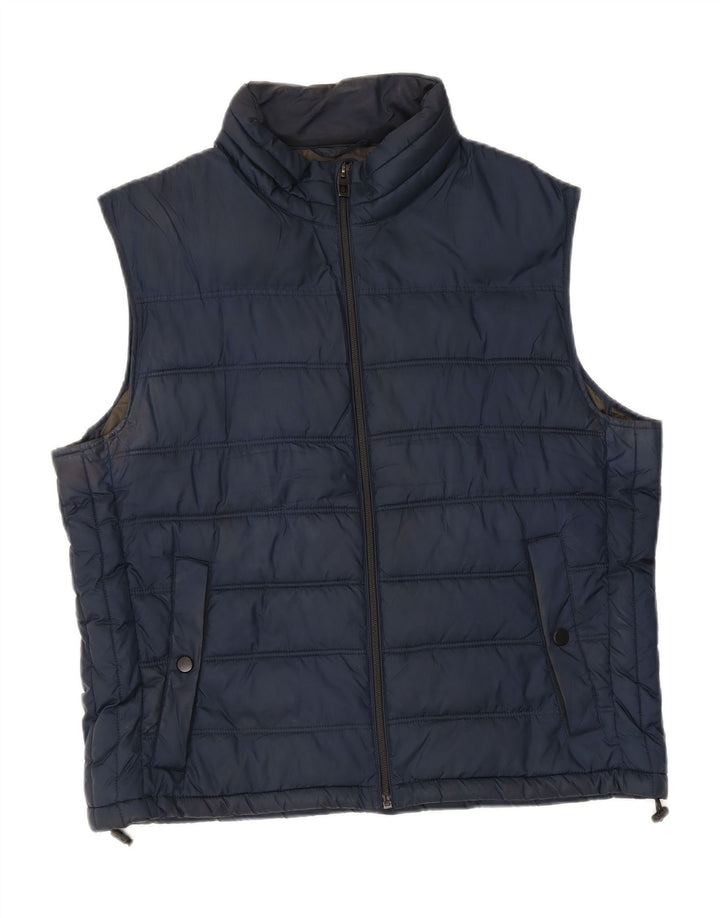 Colete acolchoado masculino ZARA UK 42 XL azul marinho poliéster