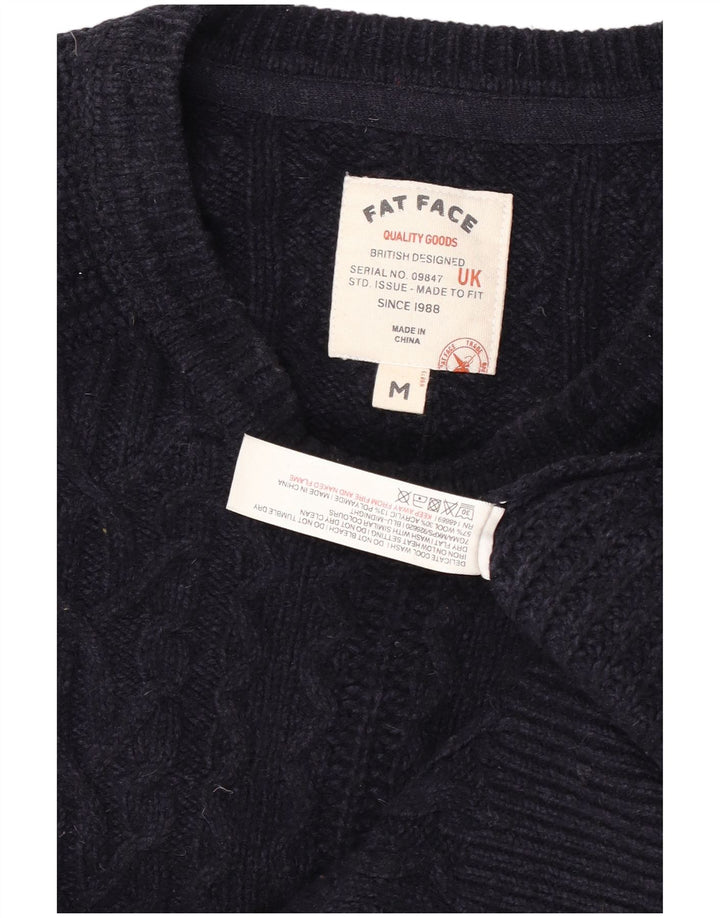 Suéter masculino Fat Face com gola redonda, lã azul marinho médio