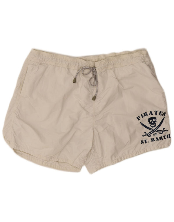 Shorts de natação masculino Saint Barth 2XL branco poliamida