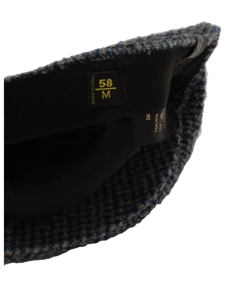 BARBISIO Mens Flat Cap Medium Blue Houndstooth Wool Vintage Barbisio and Second-Hand Barbisio from Messina Hembry 