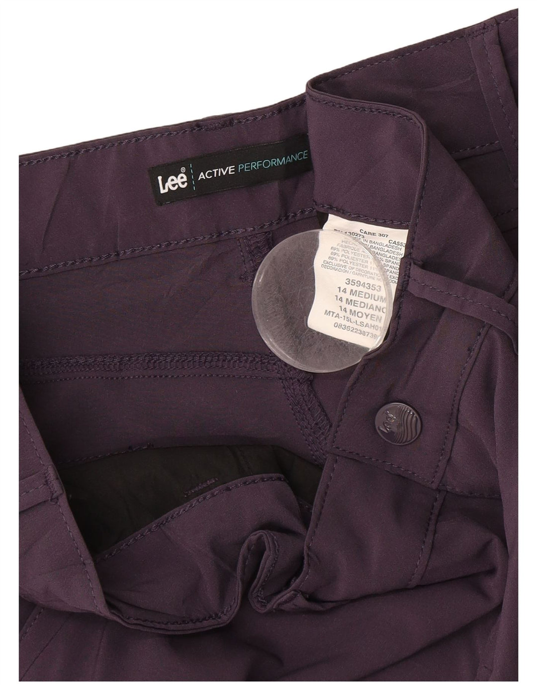 Shorts cargo feminino LEE US 14 XL W36 poliéster roxo