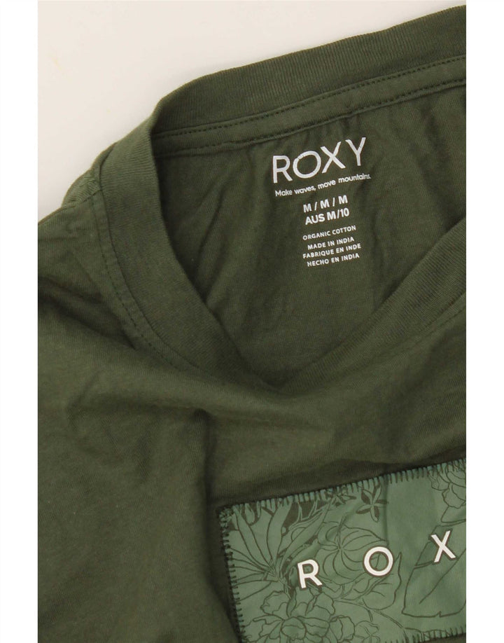 Camiseta feminina Roxy com estampa gráfica UK 14 algodão cáqui médio