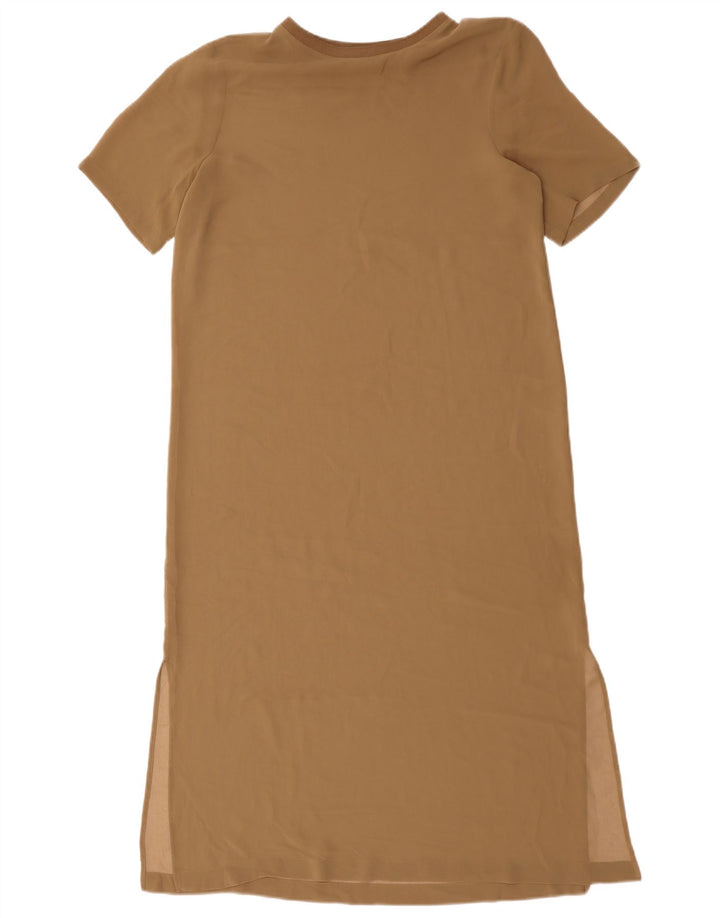 Vestido maxi feminino Zara Reino Unido 14 médio bege