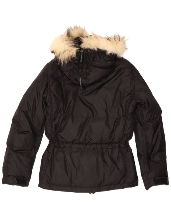 Jaqueta corta-vento feminina com capuz Jet Set UK 16 grande nylon preto