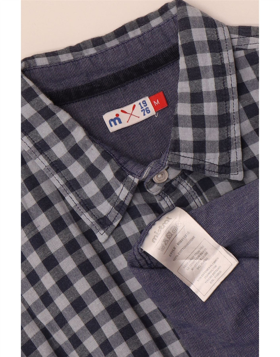 Camisa masculina MISTRAL de algodão guingão azul médio
