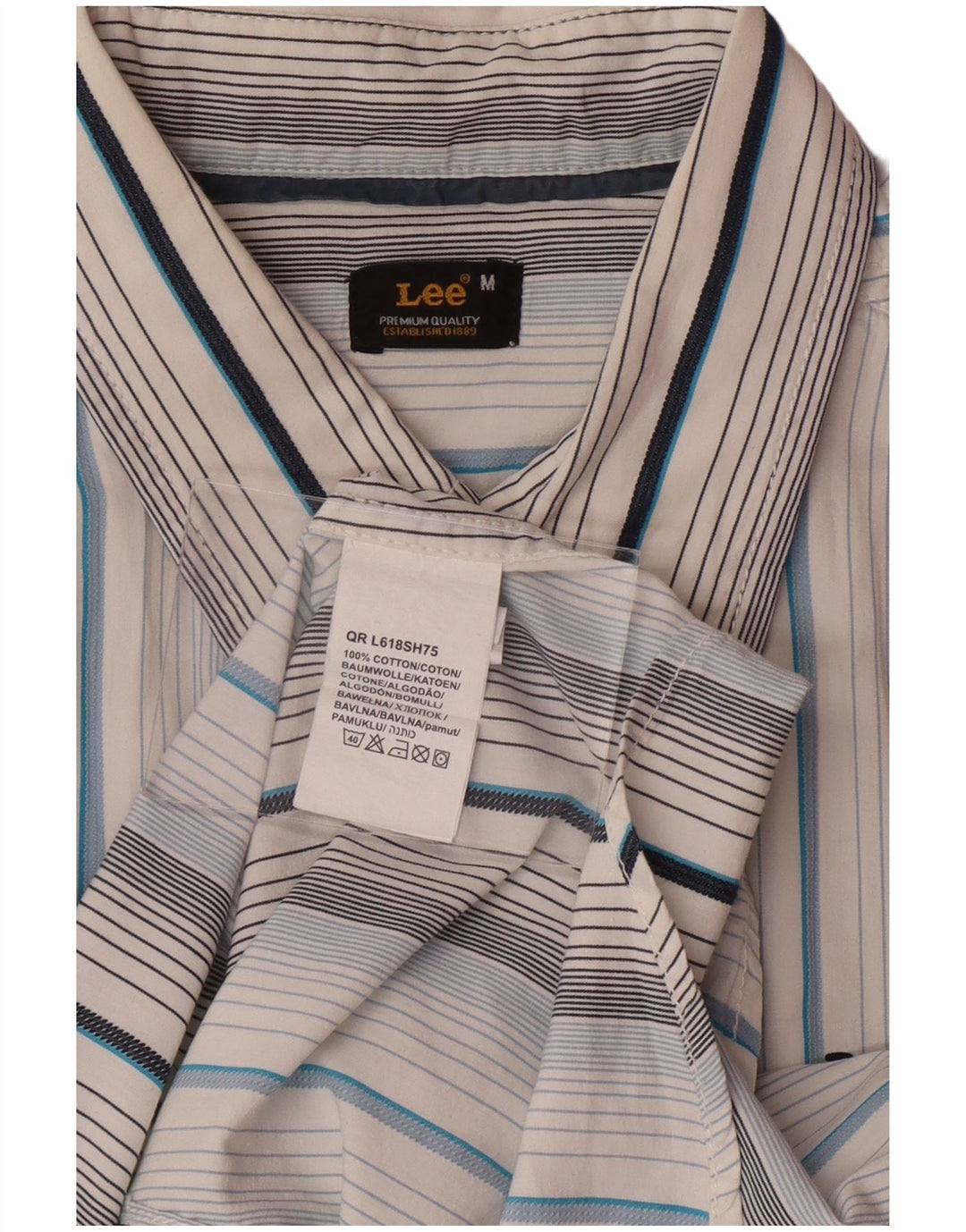 Camisa masculina LEE de algodão listrado azul médio