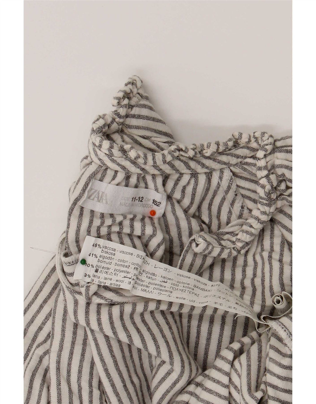Zara Camisa pulôver de manga comprida para meninas 11-12 anos Viscose listrada branca