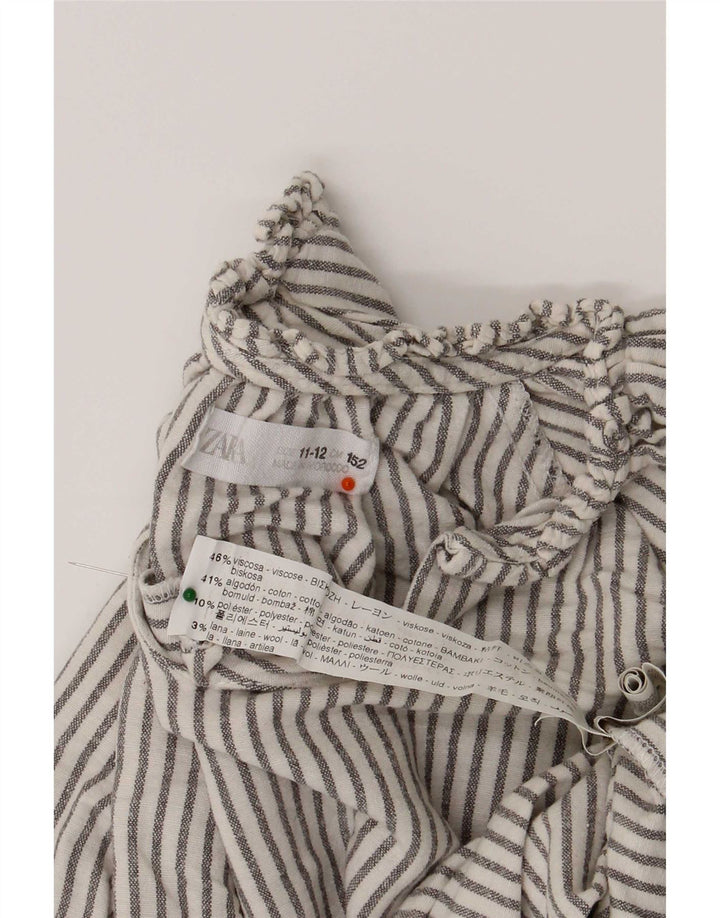 Zara Camisa pulôver de manga comprida para meninas 11-12 anos Viscose listrada branca