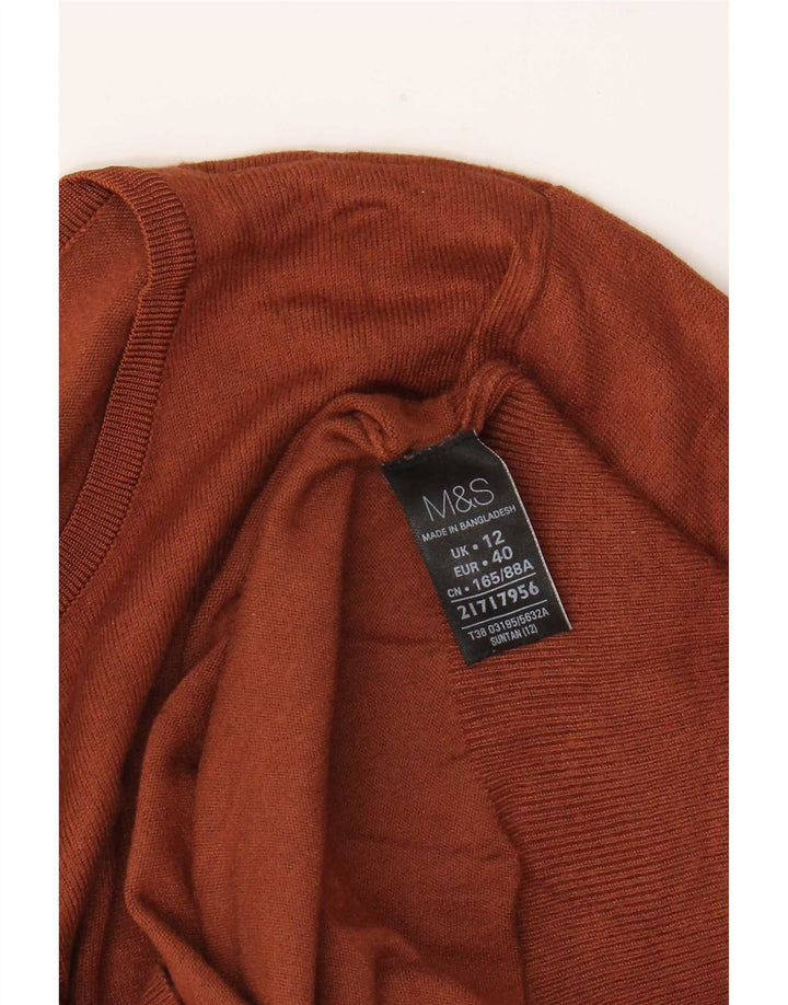 Suéter cardigã feminino Marks & Spencer UK 12 viscose marrom médio