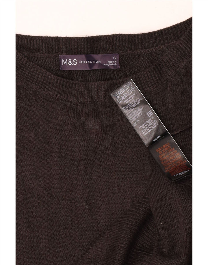 Suéter feminino Marks & Spencer com gola canoa Reino Unido 12 acrílico preto médio