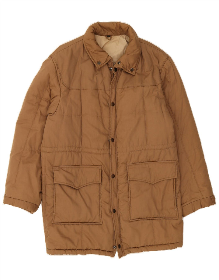 VINTAGE Mens Padded Coat IT 52 XL Brown Vintage Vintage and Second-Hand Vintage from Messina Hembry 