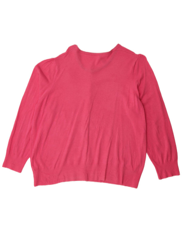 Suéter cardigã feminino Marks & Spencer Reino Unido 24 4XL viscose rosa